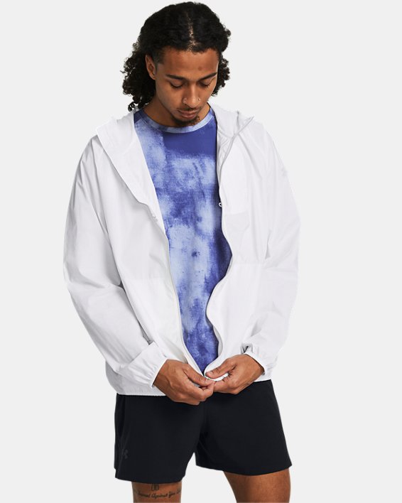 เสื้อแจ็คเก็ตน้ำหนักเบา UA Launch สำหรับผู้ชาย in White image number 0